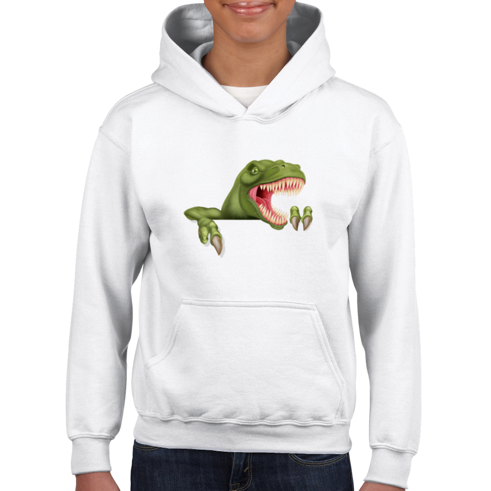 Angry dinosaur Kids Pullover Hoodie