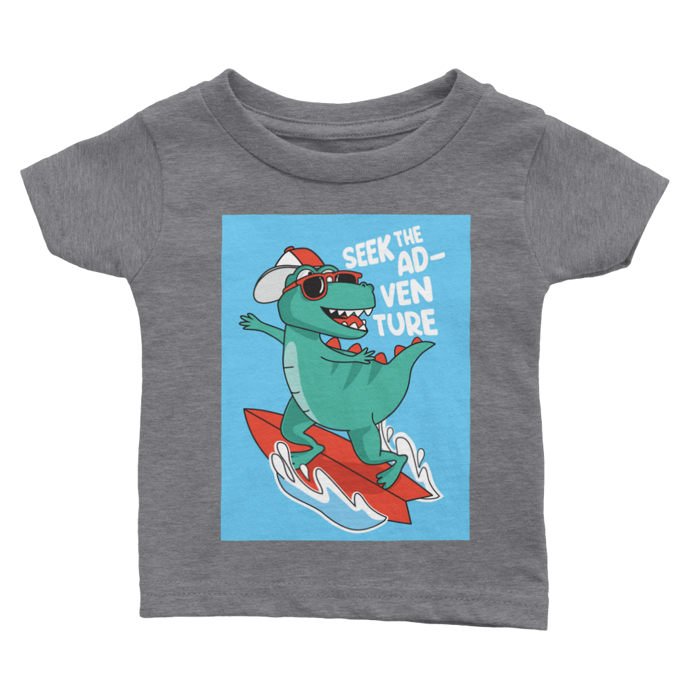 Surfing dinosaur baby T-shirt