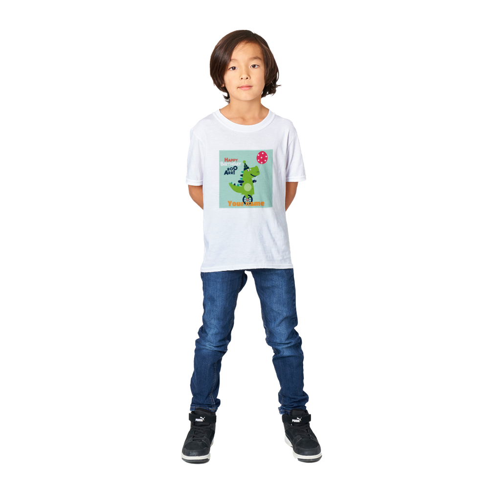 Personalised dinosaur theme kids birthday t-shirt